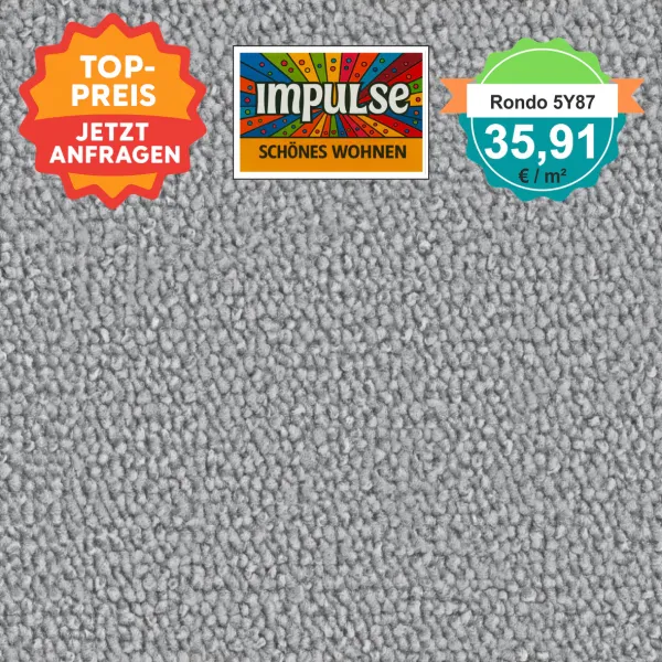 Vorwerk Teppichboden in Draufsicht – hellgraue Schlingenware mit feiner Struktur, gleichmäßige Oberfläche in moderner Optik